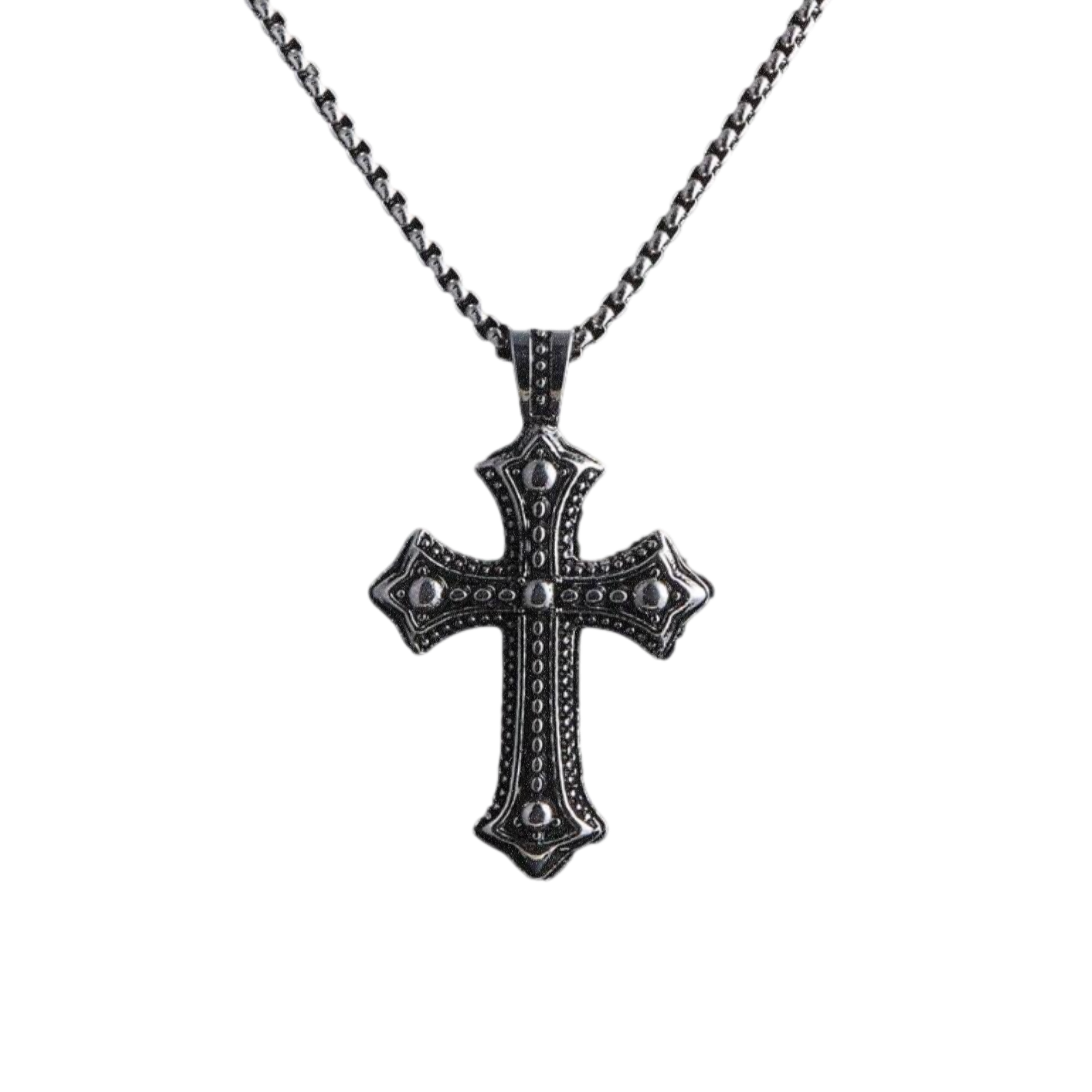 Black cross pendant necklace 